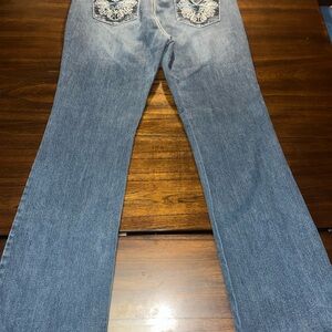 Nine West Blue Boot Cut Jeans with Embroidered Details